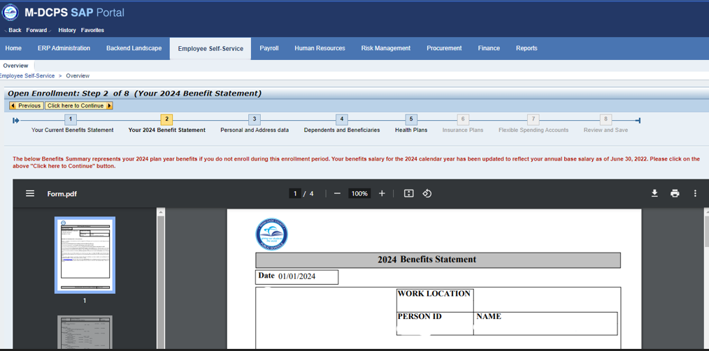 SAP Step 2 Benefits Statement